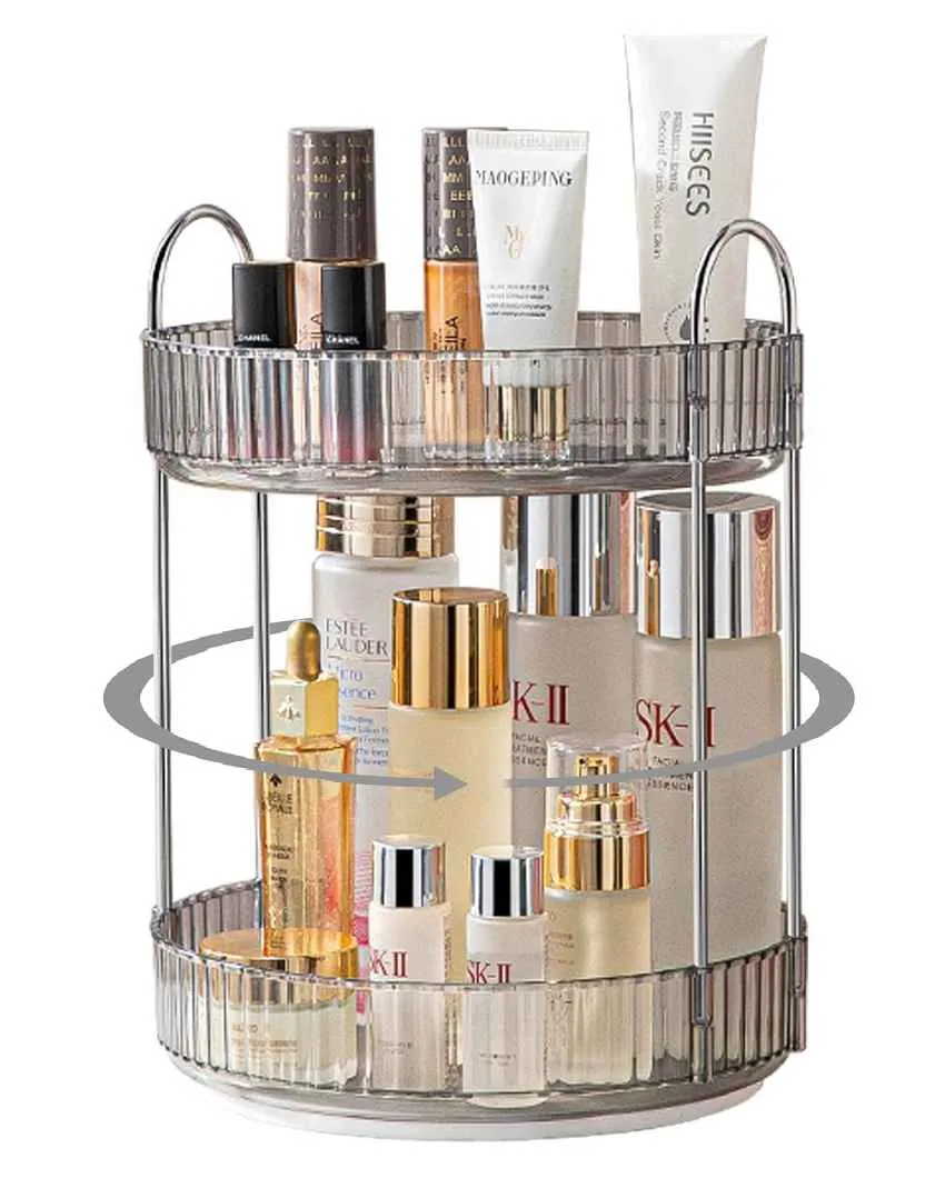 Elegant Grey Shade Three-Tier Rotating Multi-Purpose Organizer | 9 x 20 inches