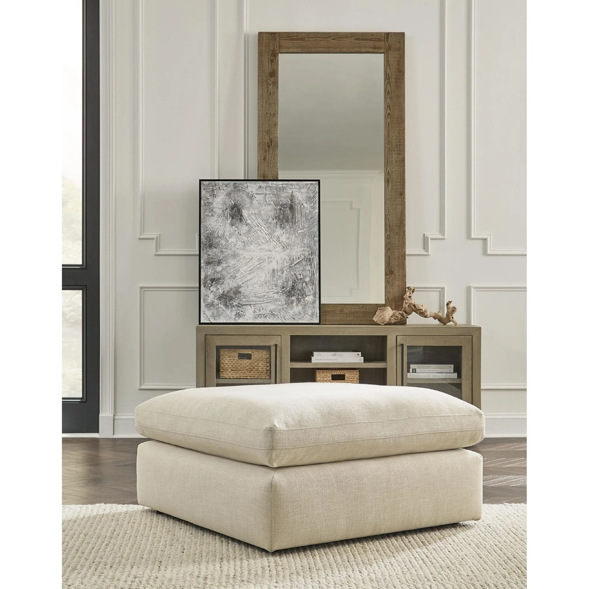 Elyza Oversized Accent Ottoman - Linen