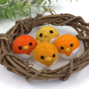 Fall Bird Chick Felt Shapes- SET OF 4- Oranges & Gold