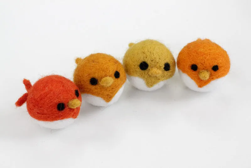 Fall Bird Chick Felt Shapes- SET OF 4- Oranges & Gold