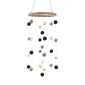 Felt Ball & Star Nursery Mobile- Black, Gray- SMALL