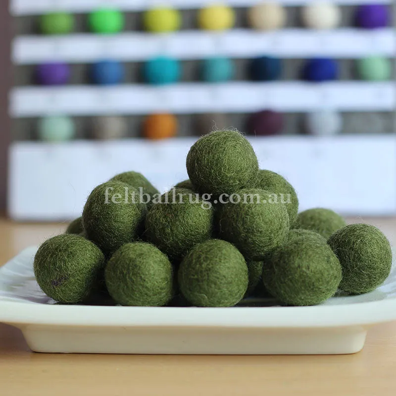 Felt Ball Green Grass 1 CM,  2 CM, 2.5 CM, 3 CM, 4 CM Colour 22