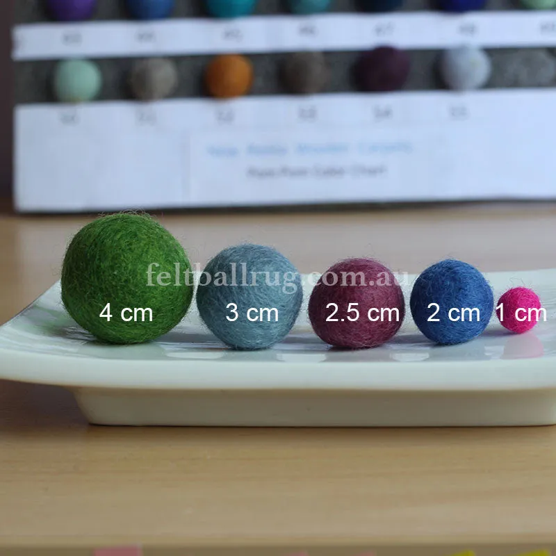 Felt Ball Green Grass 1 CM,  2 CM, 2.5 CM, 3 CM, 4 CM Colour 22