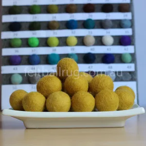 Felt Ball Mustard Yellow 1 CM,  2 CM, 2.5 CM, 3 CM, 4 CM Colour 56