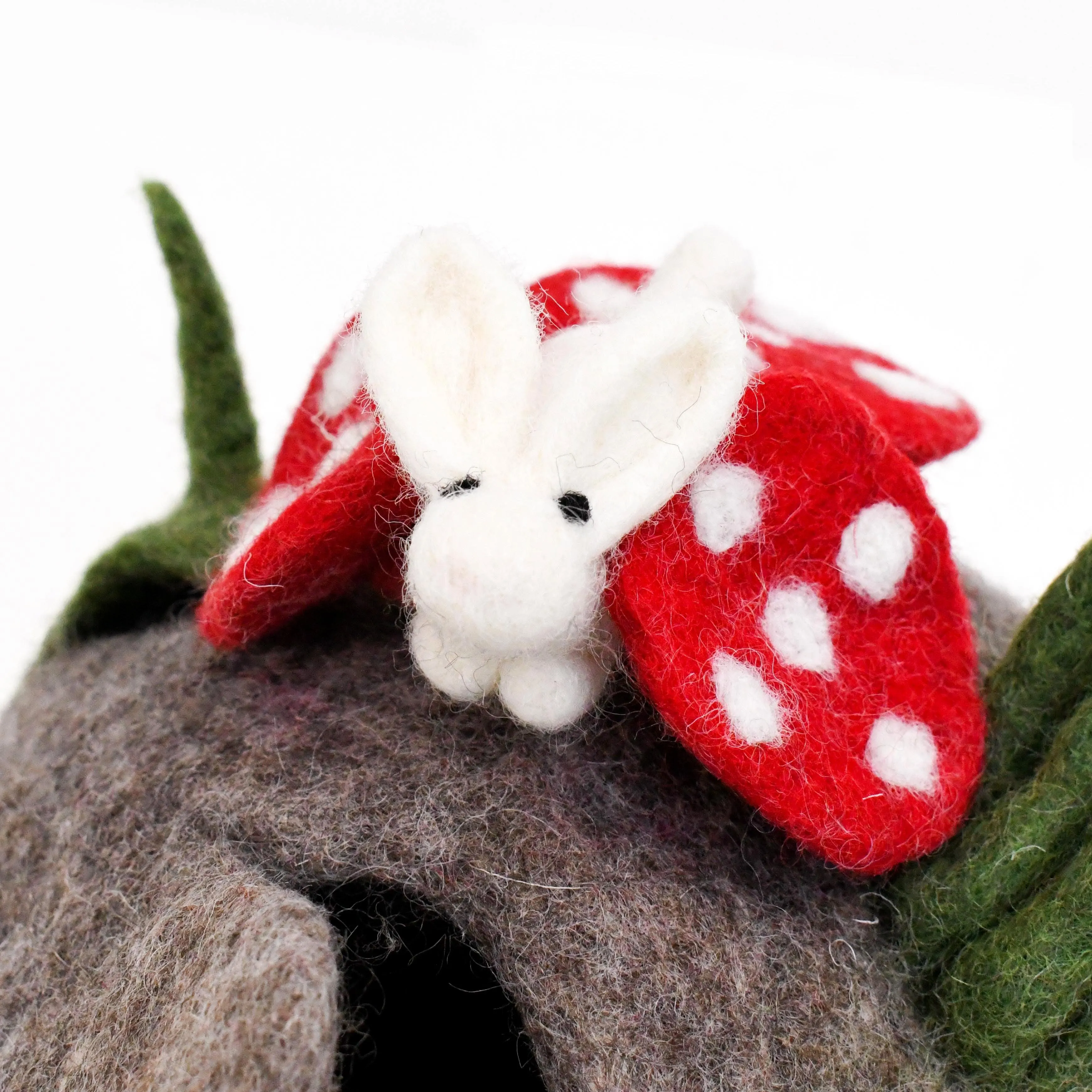 Felt Fairy Toadstool House with Rabbit Toy