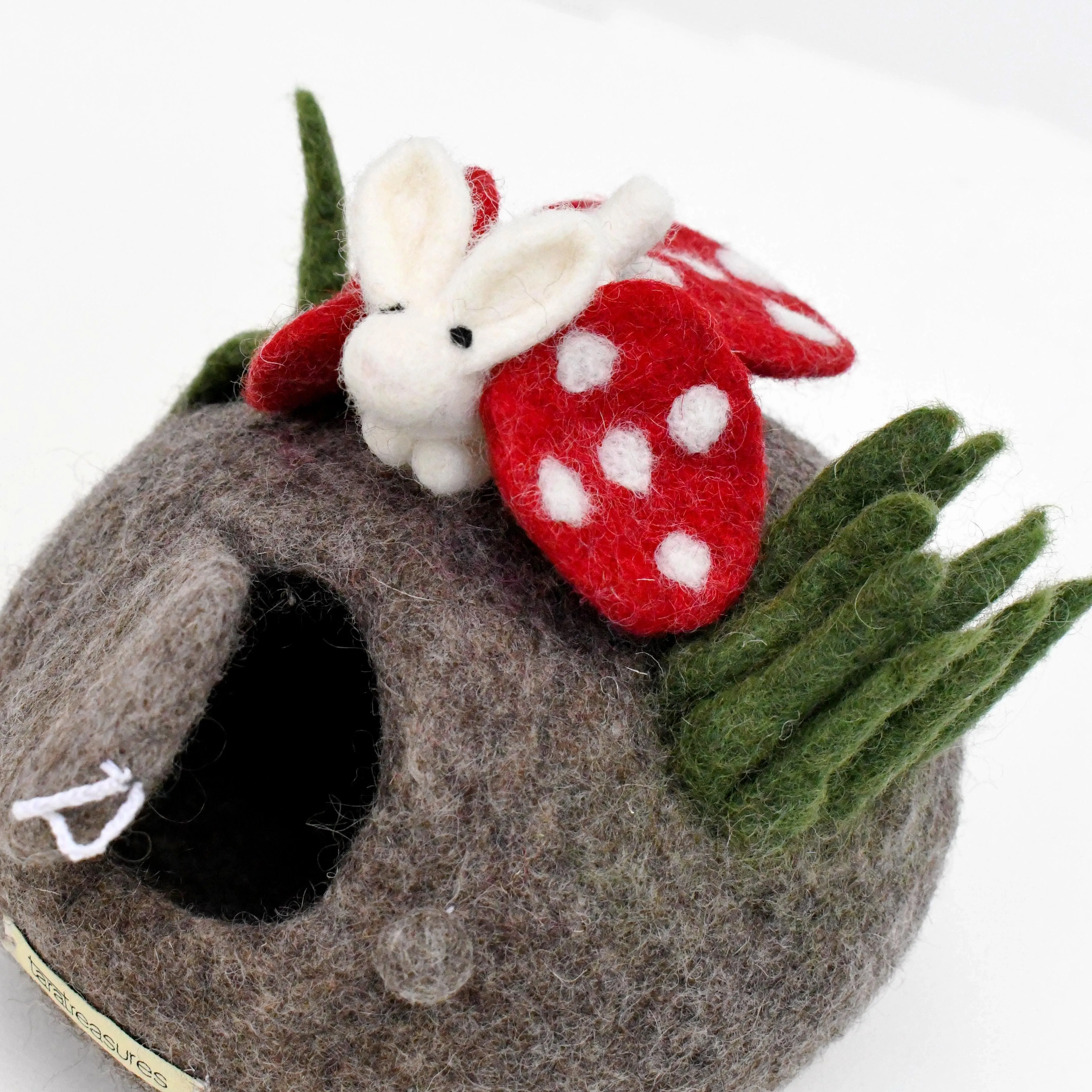 Felt Fairy Toadstool House with Rabbit Toy