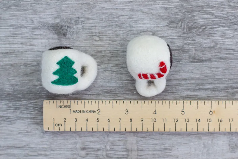 Felt Hot Cocoa Mugs- SET OF 2- Candy Cane & Tree