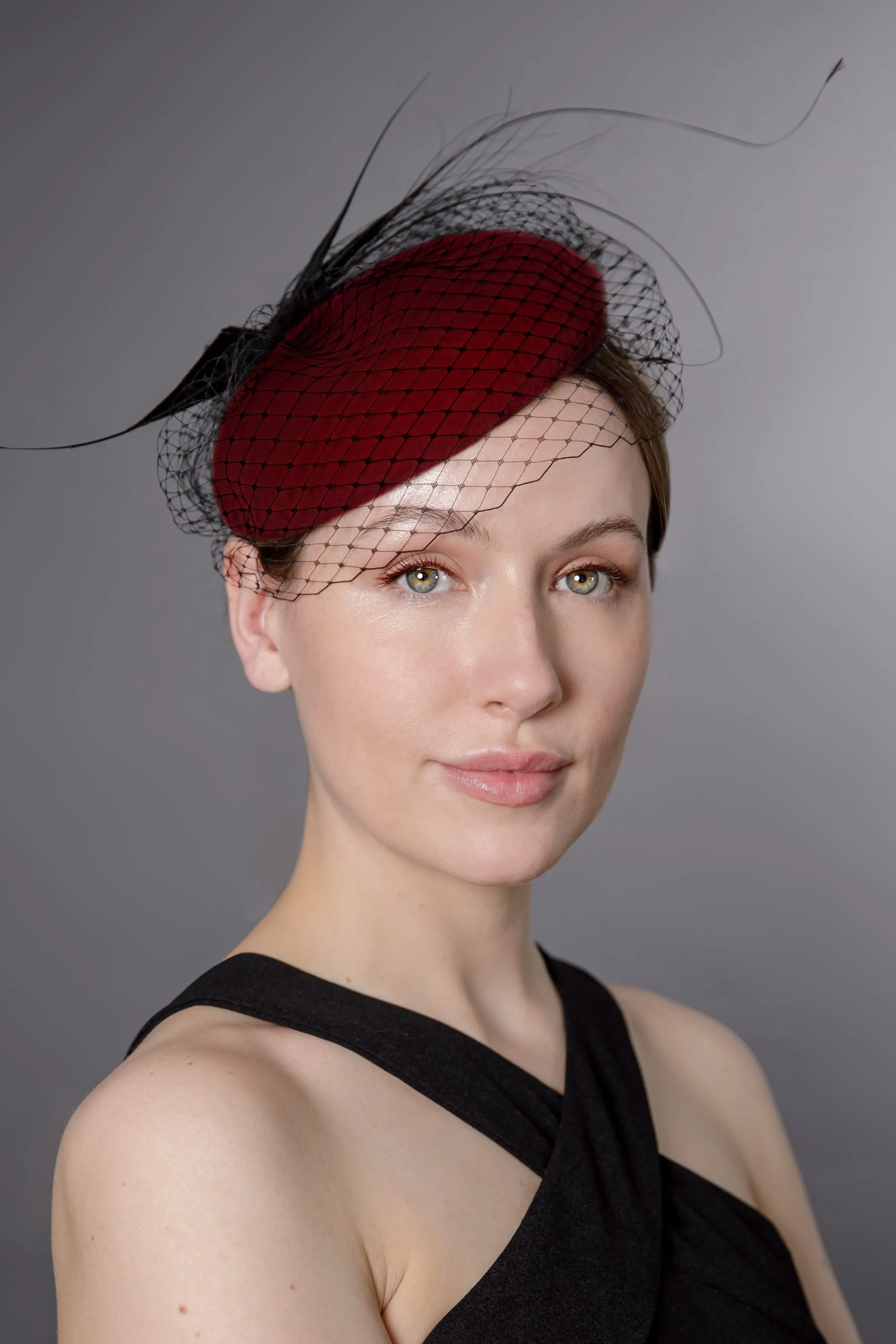 Felt Mini Beret with Feather Detail - Helene