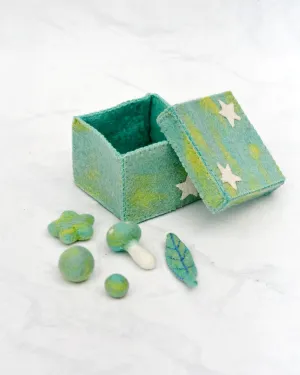 Felt Mint Blue Magic Box with Small Parts