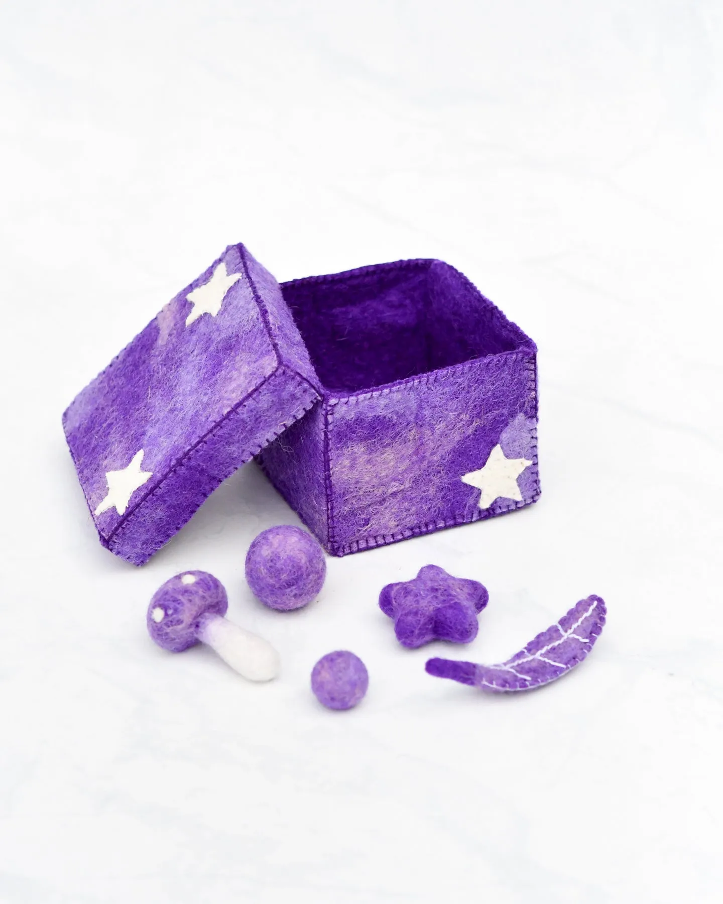 Felt Purple Magic Box with Small Parts