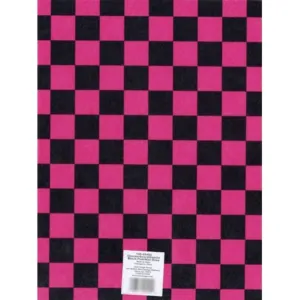 Felt Sheet Checkboard Print Black/Fuschia 09 x 12in