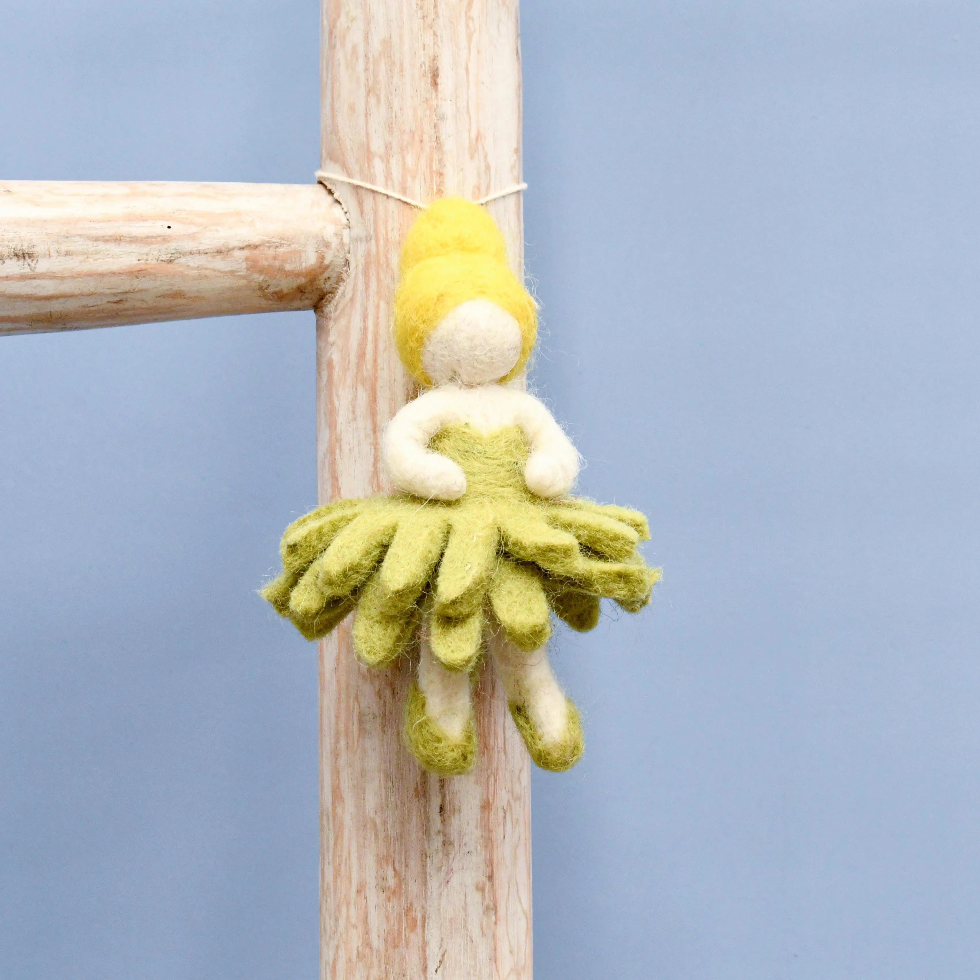 Felt Waldorf Pocket Doll - Olive Green Dress