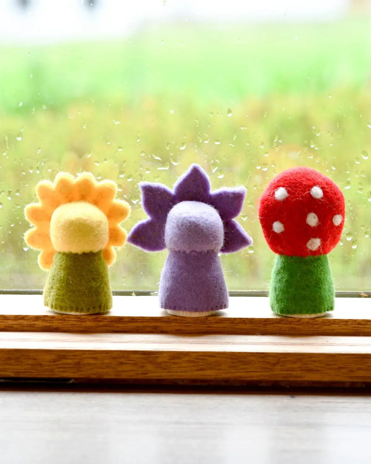 Floral Peg Dolls Set, Sunflower, Iris and Toadstool