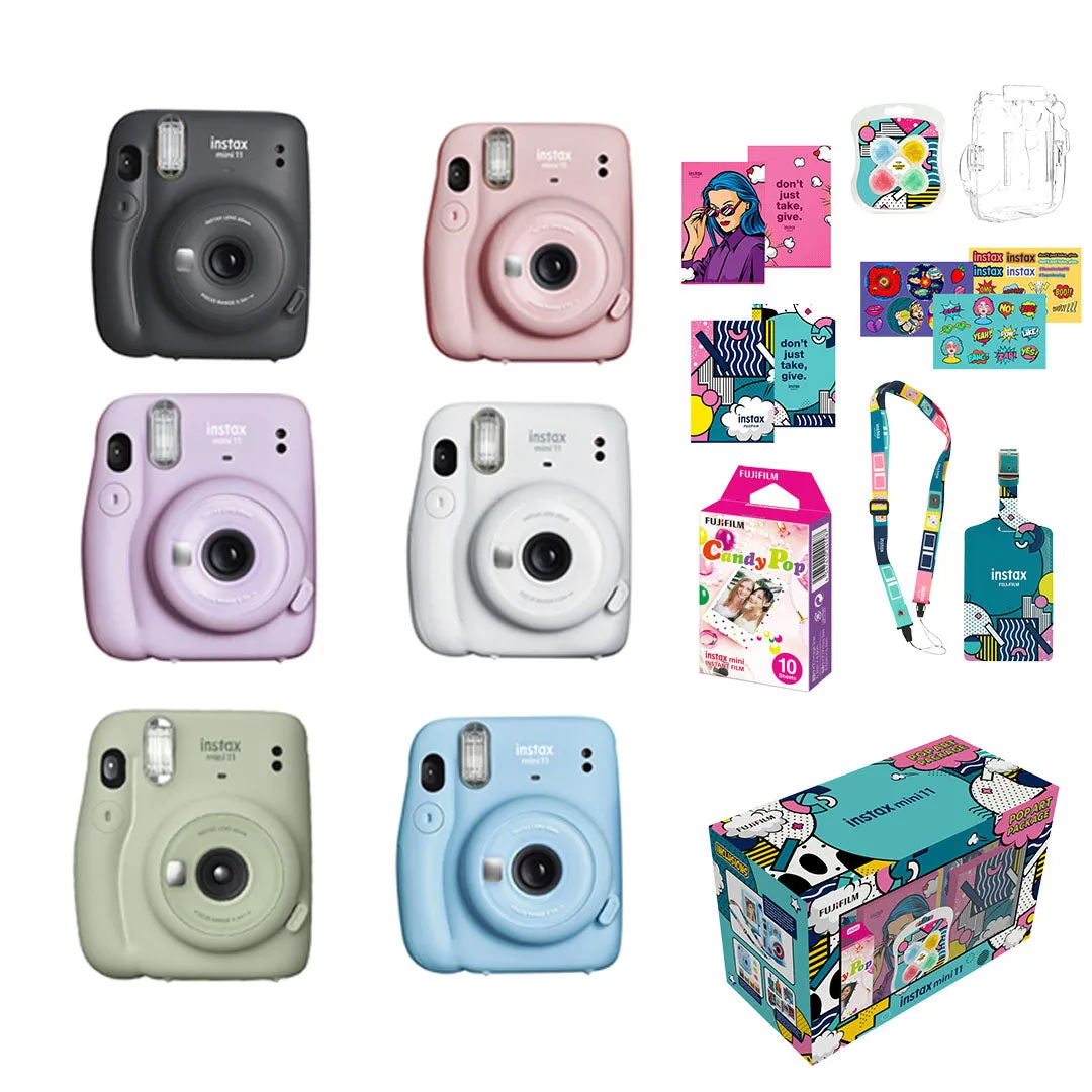 Fujifilm Instax Mini 12 CITY POP Edition Package Instant Camera Bundle Pack with Mini Glossy Film 10s, Water-Repellent Sling Bag, Iron-on Patch, Camera Strap, Film Cassette Case, Film Keychain