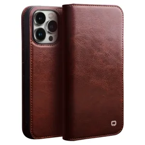 Genuine Leather Flip Phone Case Handmade Cover with Card Slots For iPhone