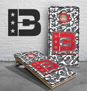 Gray Camo Brotherhood Cornhole Logo ACL Approved Cornhole Boards