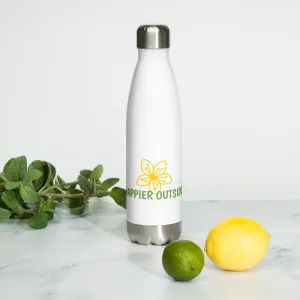 Happier Outside Stainless Steel Water Bottle, flower motif