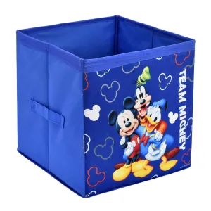 Heart Home Disney Team Mickey Print Non Woven Fabric Foldable Large Size Cloth Storage Box Toy, Books Wardrobe Organiser Cube with Handle (Royal Blue) HEART4980