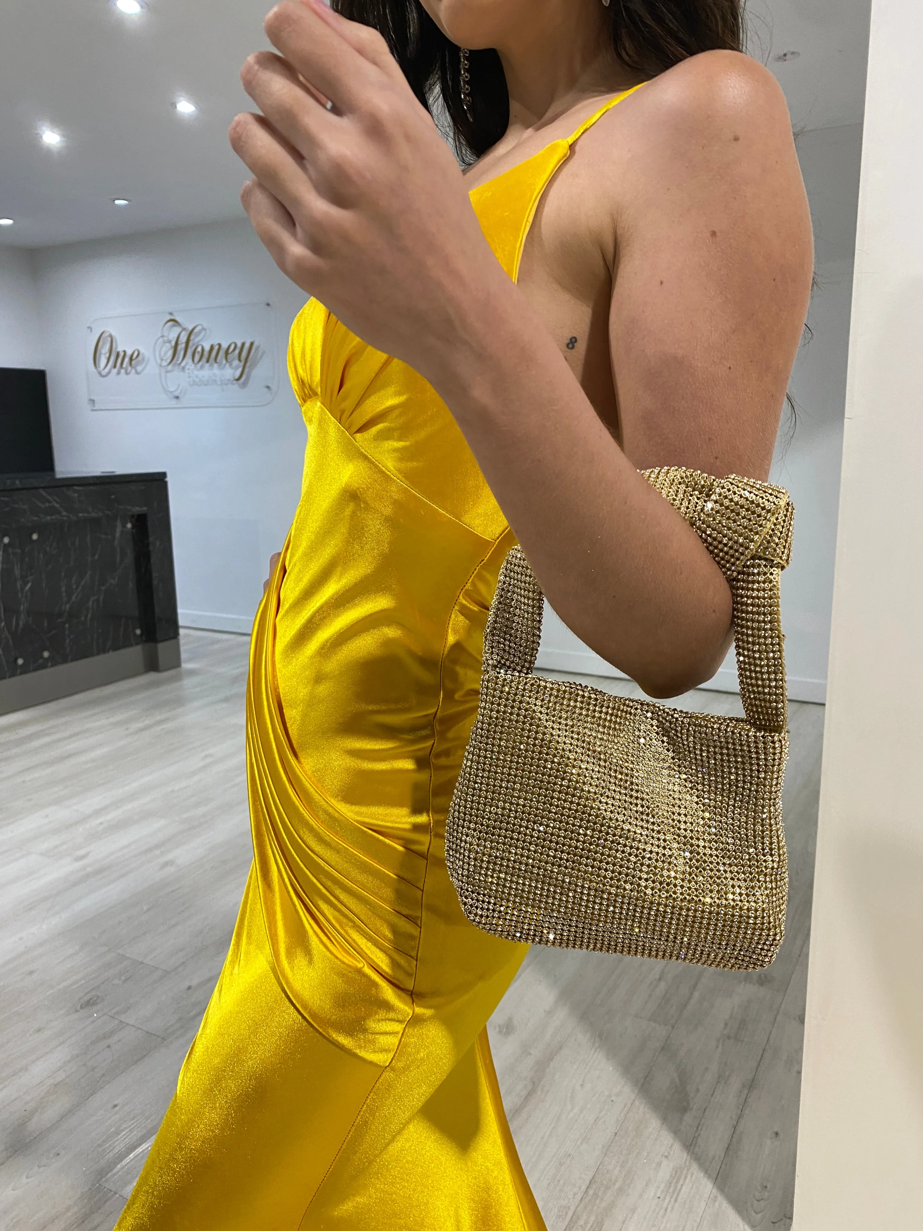 Honey Couture BOUJEE Diamanté Mesh Mini Bag