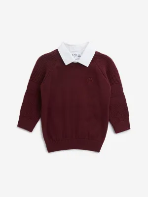 HOP Baby Maroon Cotton Sweater