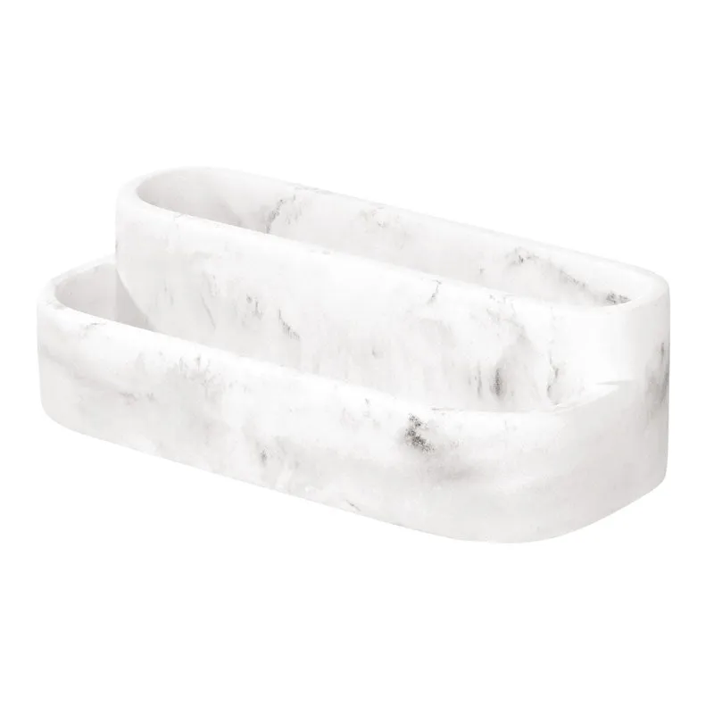 iDesign Dakota 2-Tier Organizer in White Marble