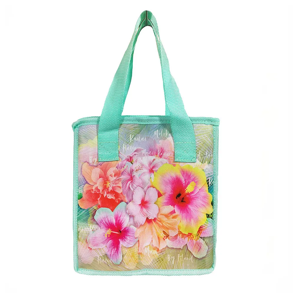 Insulated Picnic Bag - PINK YELLOW HIBISCUS