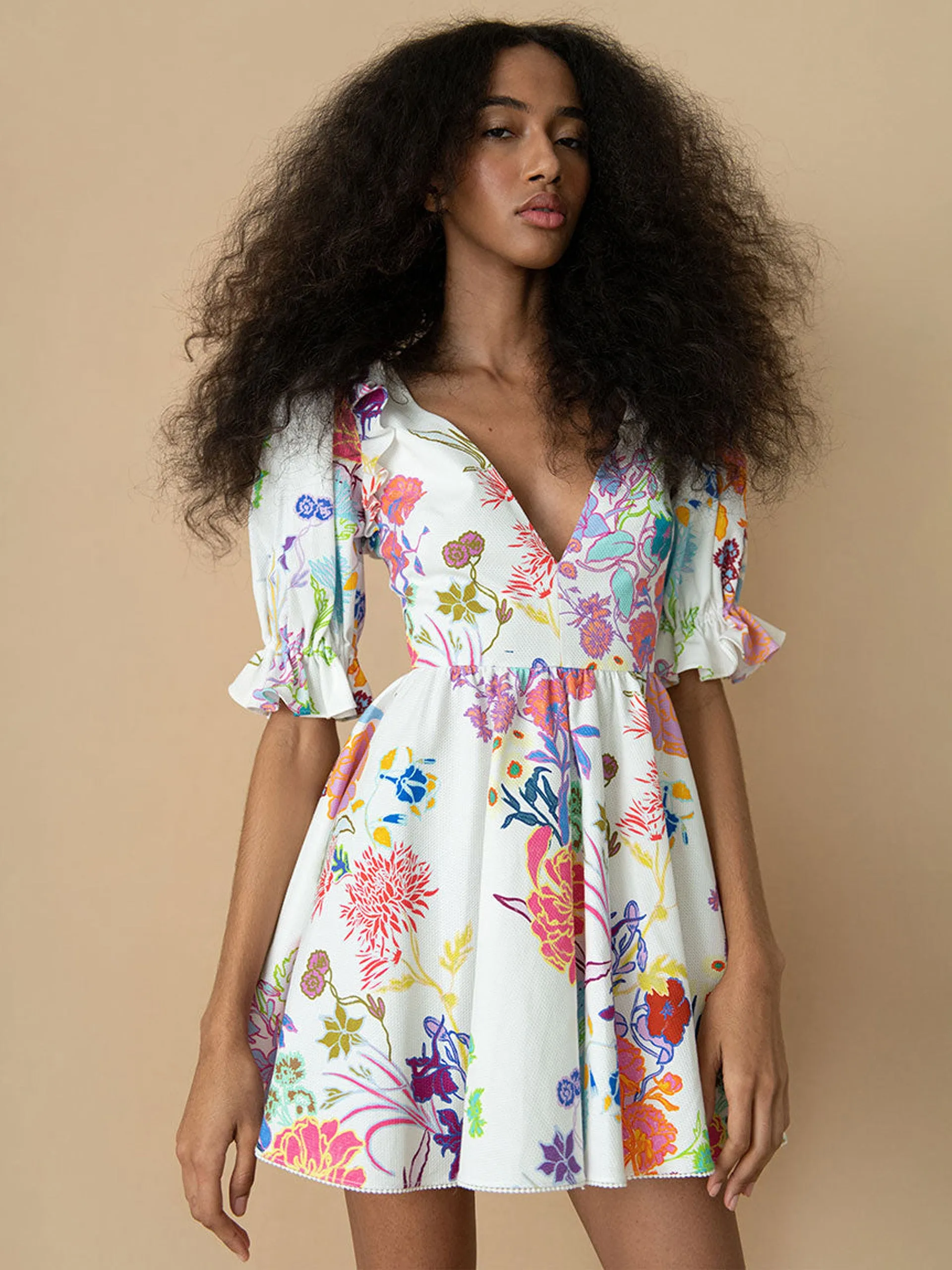 Jardin white cotton Aja mini dress