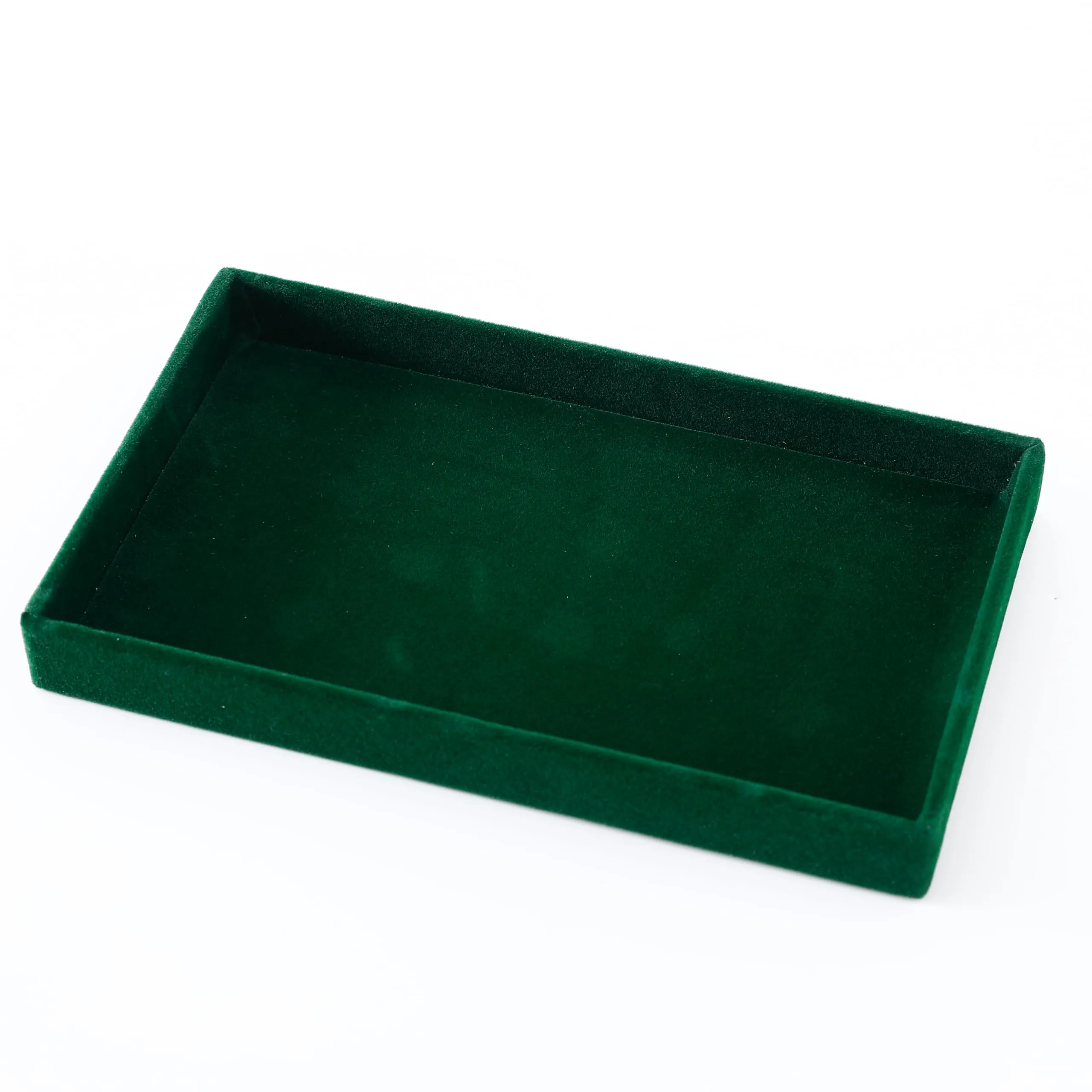 Kuber Industries 12 Pieces Velvet Jewelry Trays Organizer | Jewelry Storage Box | Jewelry Organizer | Showcase Holder Dresser Organizer for Earring Necklace Ring | Pack of 3 | YBL4-05 | Dark Green