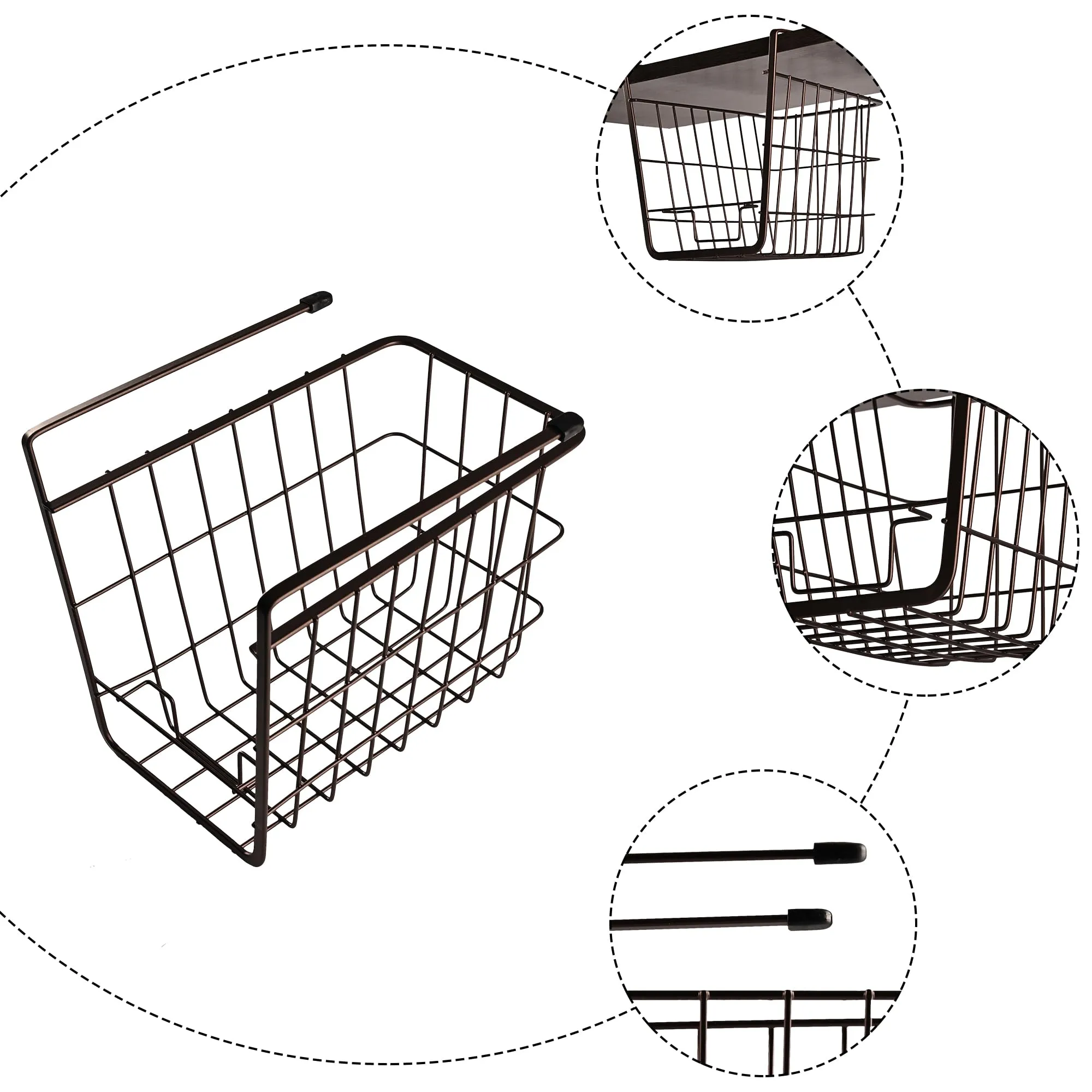 Kuber Industries Metal 2 Tier Under Cabinet Storage Rack | Shatterproof, Durable Space Saving Convenient Kitchen Drawer Wire Organizer Undershelf Basket | Coffee-White