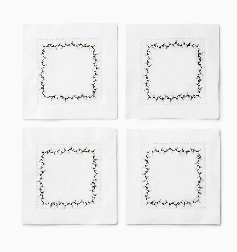 Luci Gold and Silver Cocktail Napkins by Sferra