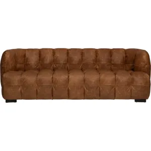 Maeve Puffed Leather Sofa, Cognac