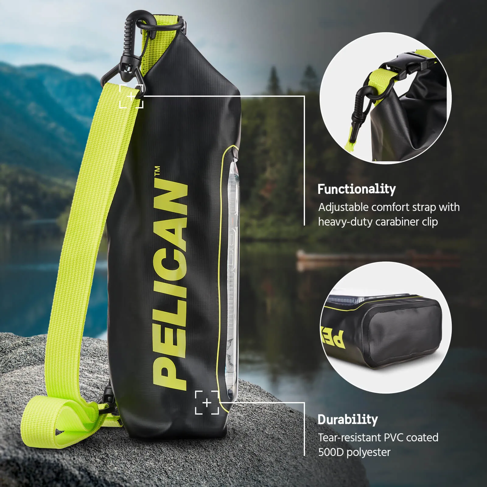 Marine Waterproof 2L Dry Bag (Black/Hi Vis Yellow) - Dry Bag