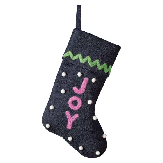 Merry & Bright Joy Felt Stocking 42cm x 25cm Each