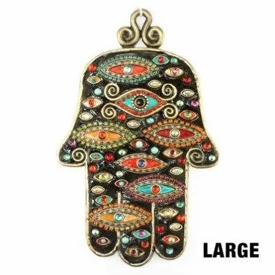 Michal Golan Black Tone/Multi-Eyes Large Wall Hamsa