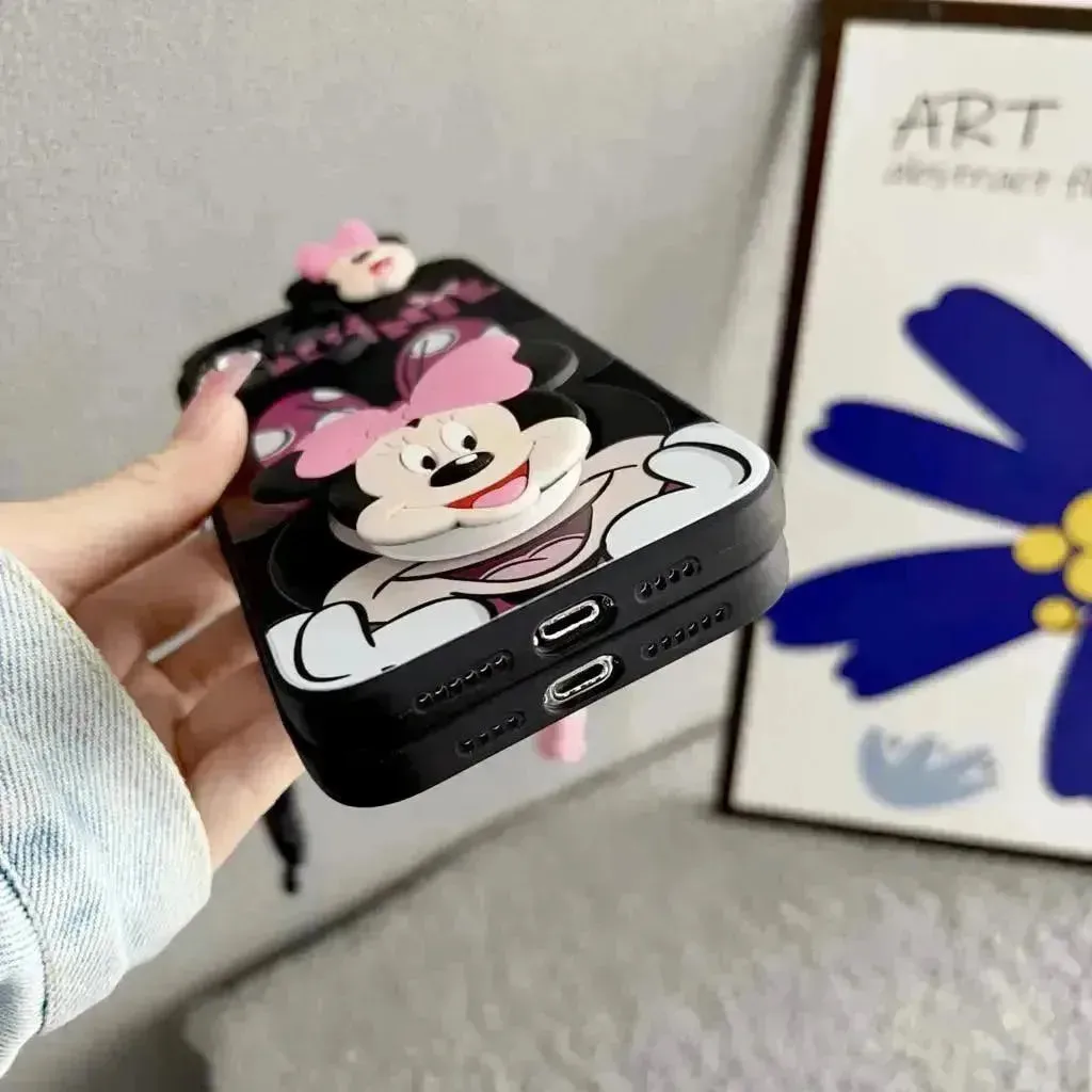 Mickey Minnie Casual Phone Case with Strap (For iPhones)