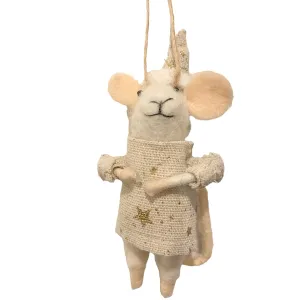 Mouse with Gold Stars Shirt Felt Ornament