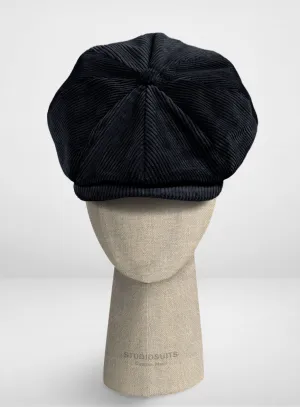 Navy Blue Thick Corduroy Newsboy Cap