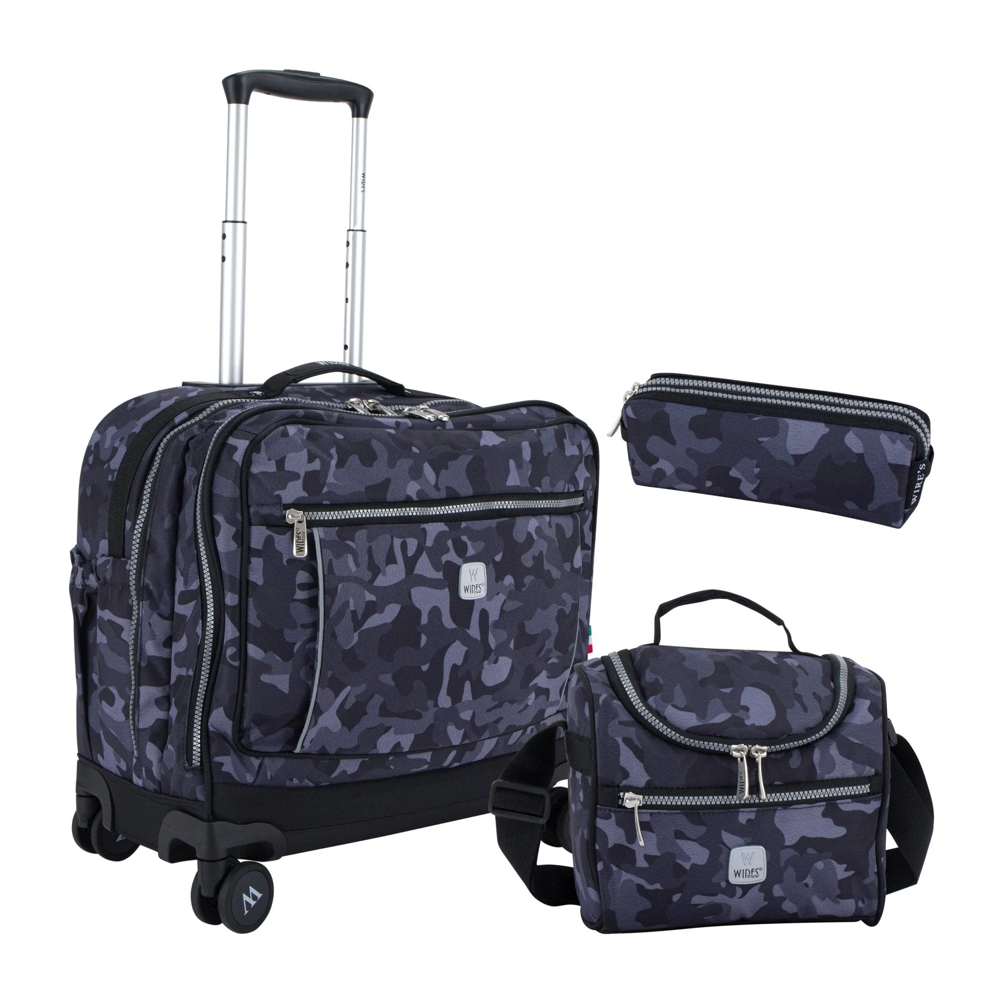 Navy Camouflage School Bag Trolley Set of 4(Lunch Bag & Pencil Case) Lunch Box