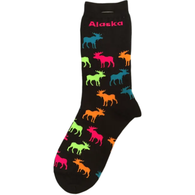 Neon Moose Grid Socks