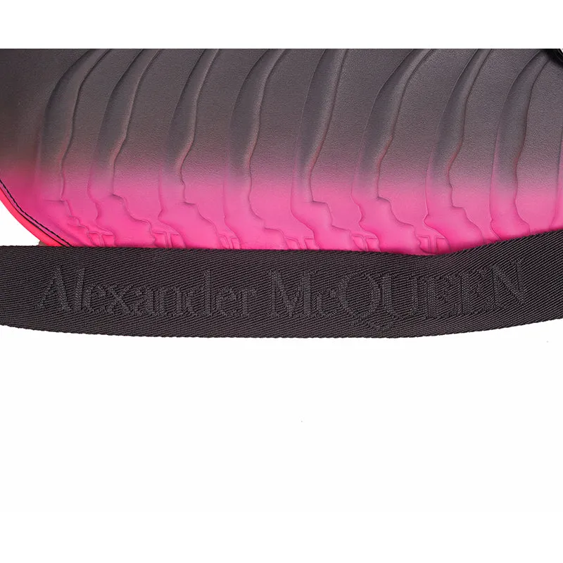 NEW $1260 ALEXANDER MCQUEEN Black Fuchsia Leather RIB CAGE Harness Belt BUM BAG