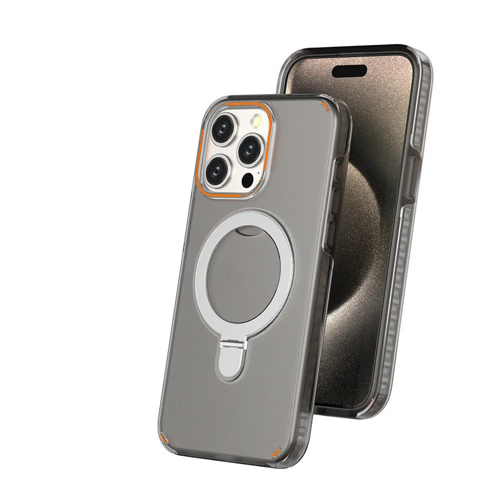 New Magesafe Magnetic Semi Transparent Wireless Charge Case For iPhone Colored Magnetic Bracket Phone Case With Holder Stand and Camera Lens Cover