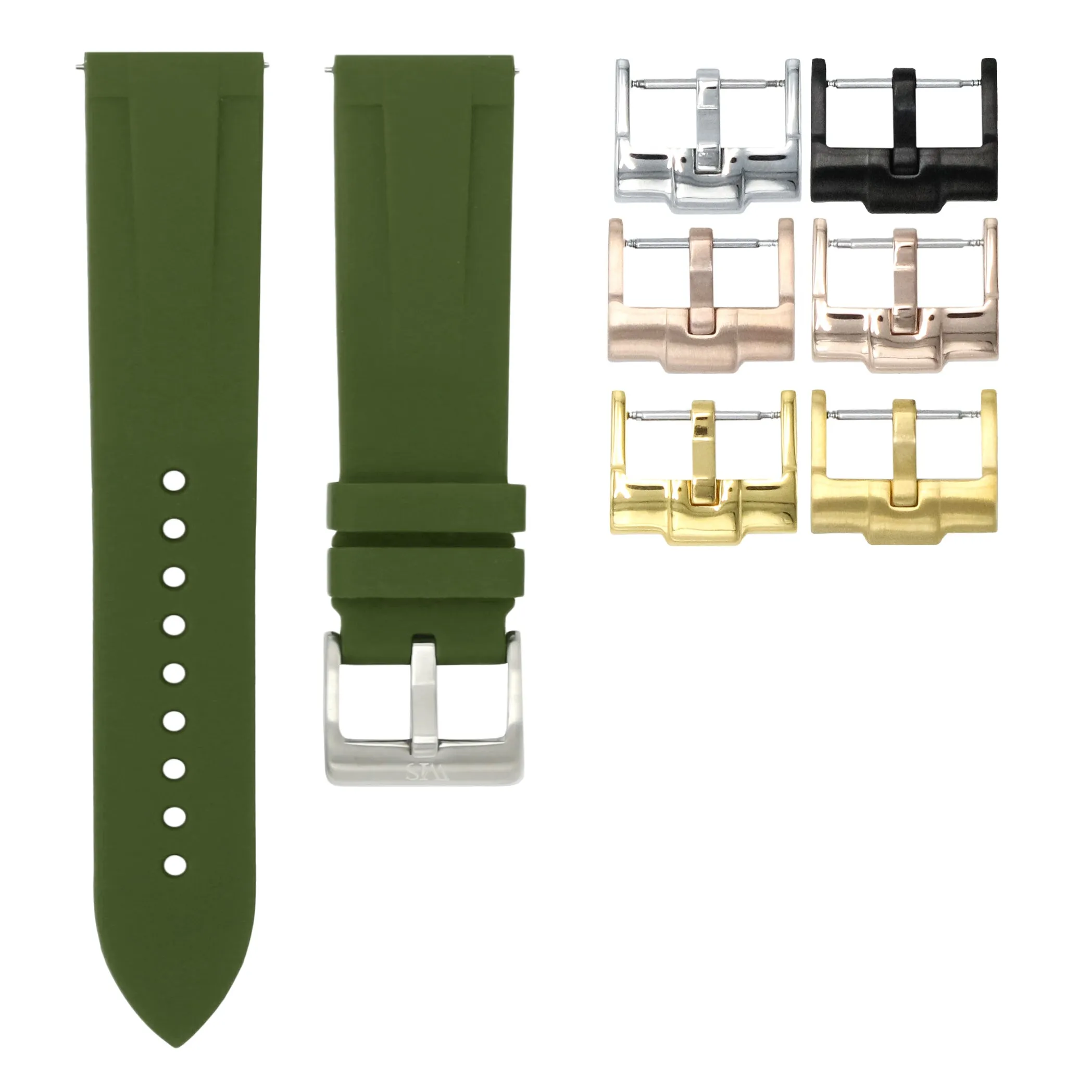 Olive Green - Quick Release Rubber Watch Strap For Breitling Professional Series