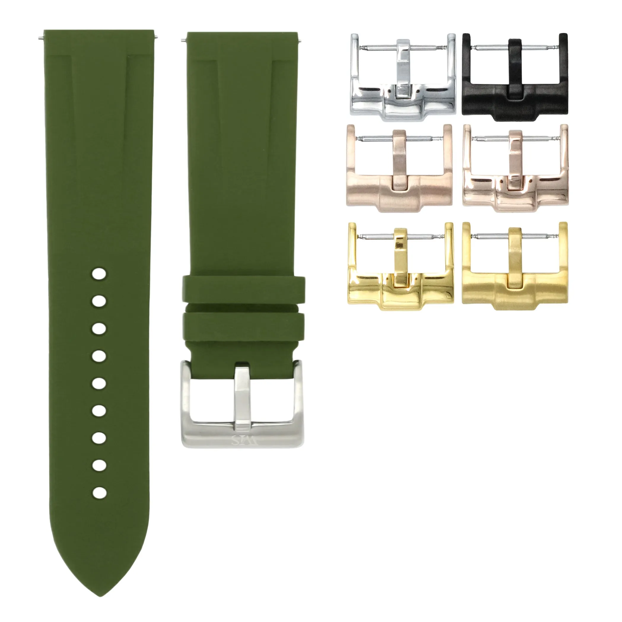 Olive Green - Quick Release Rubber Watch Strap For Breitling Professional Series