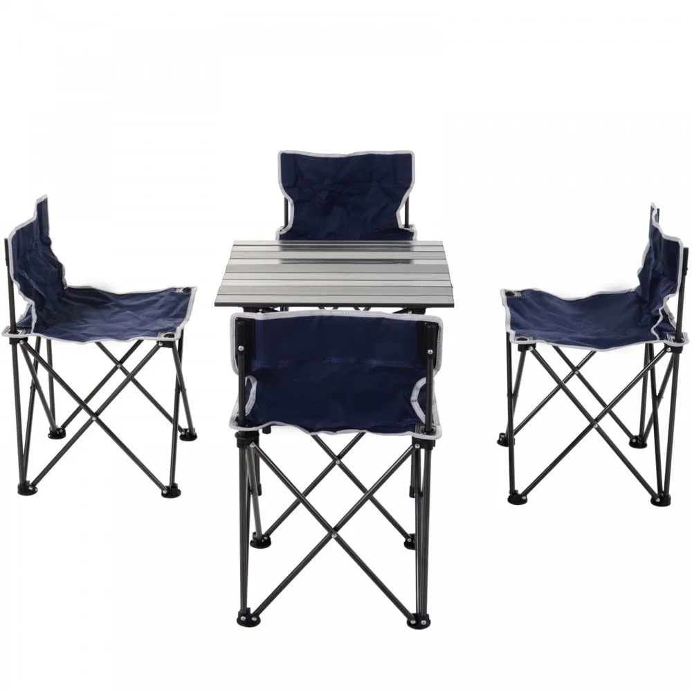 Outsunny Oxford Cloth 4-Seater Camping Table & Chair Set Blue