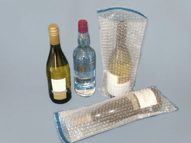 Pack of 10 - Wine Bottle Bubble Wrap Bags - 150 x 360mm   Self seal lip - 10 pk