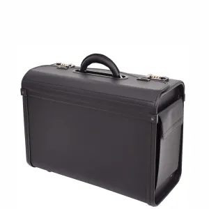 Pilot Case Carry Handle Faux Leather Briefcase Doctors Business Black Bag Lewes