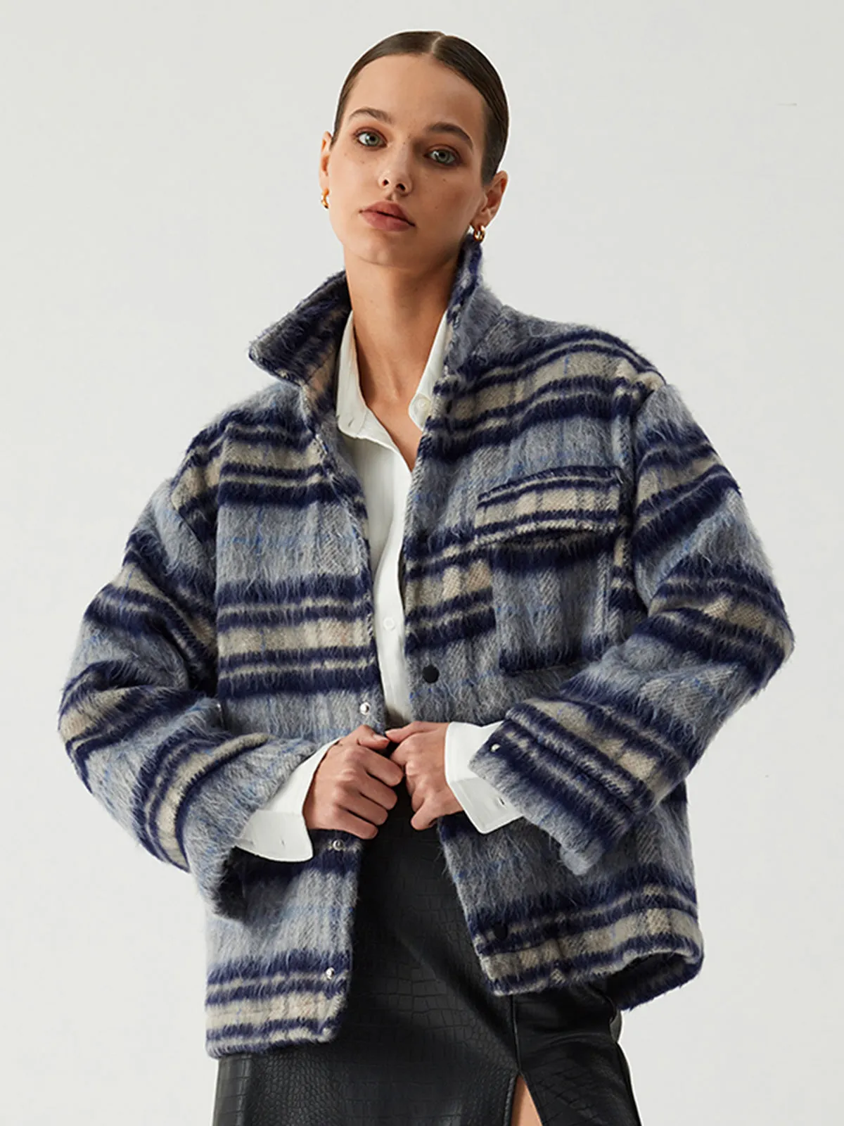 Plaid Charming Fuzzy Jacket