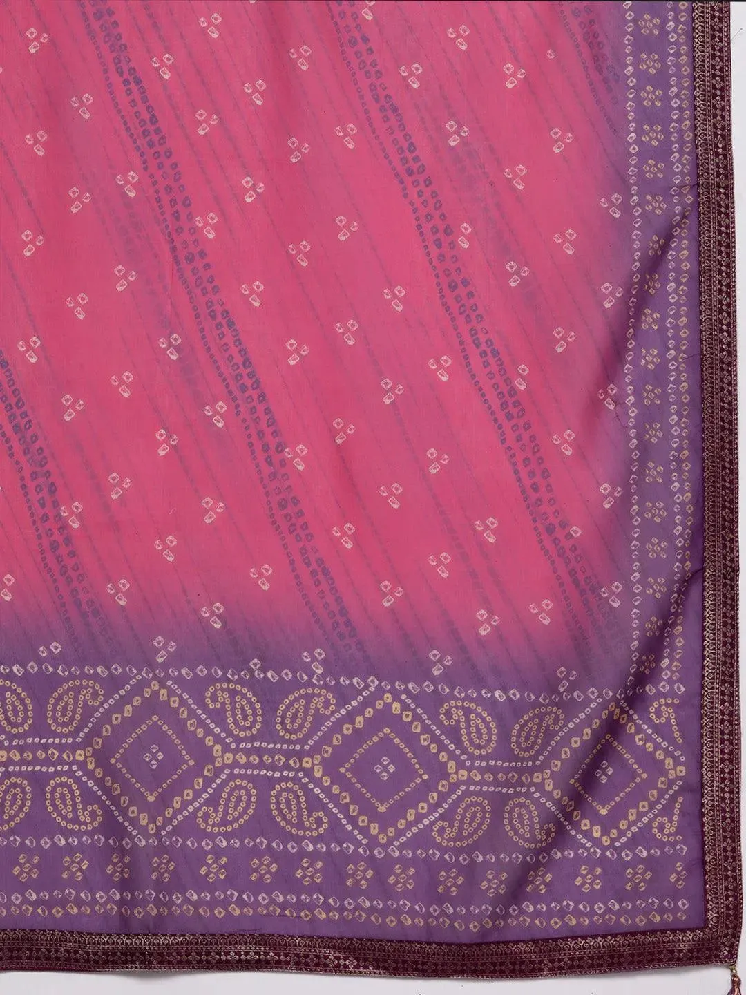 Plus Size Purple Woven Design Silk Blend Straight Kurta With Trousers & Dupatta