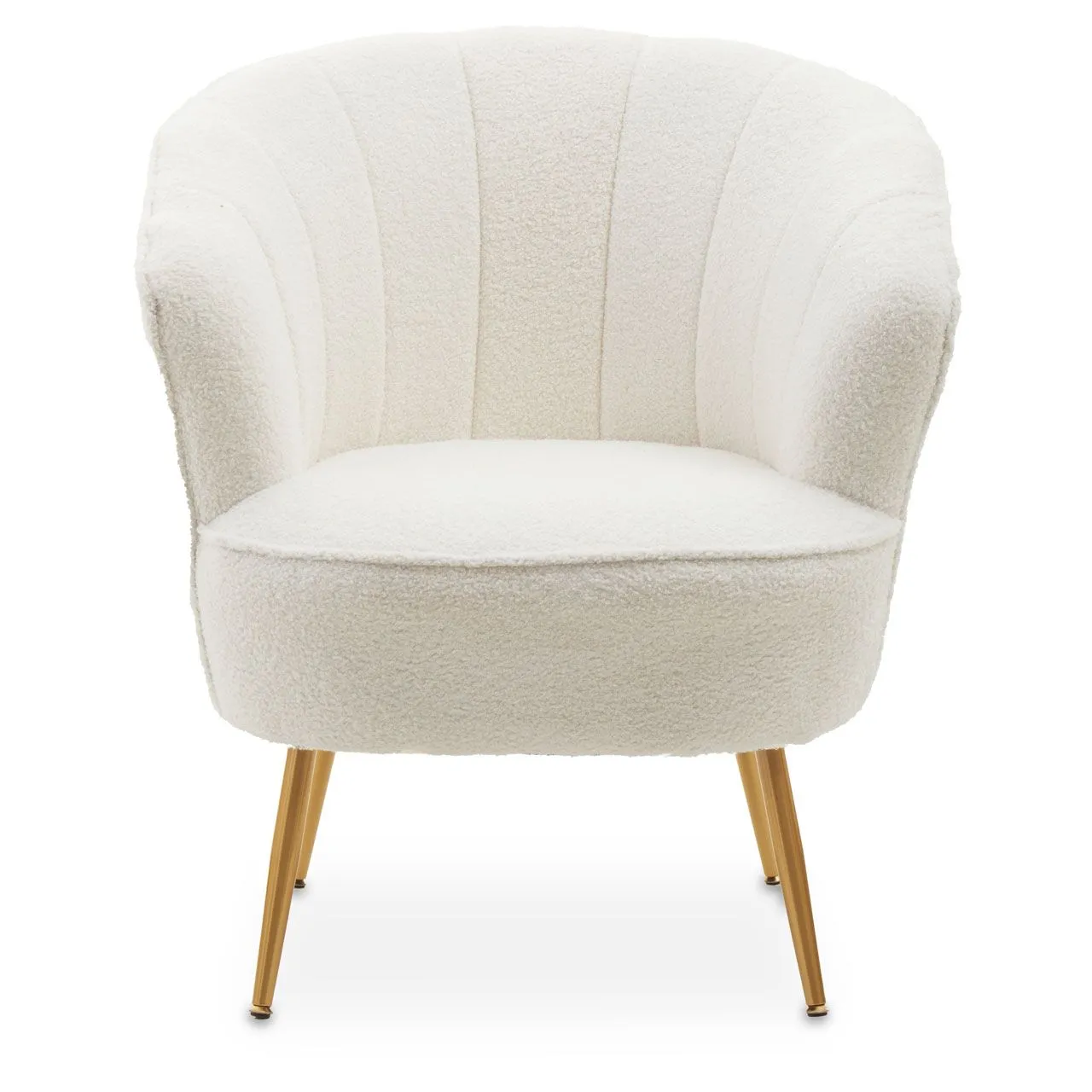 Plush White Furry Fabric Chair Metal Legs