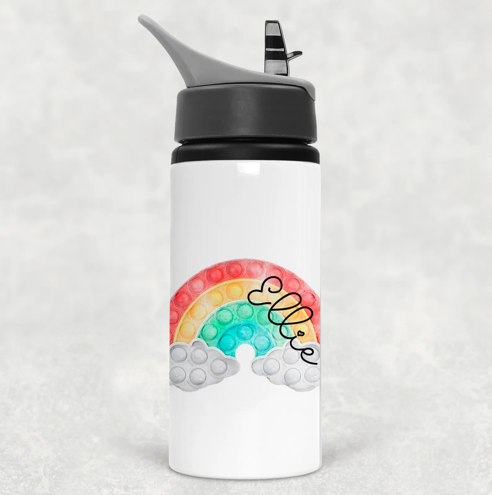 Pop It Fidget Personalised Aluminium Straw Water Bottle 650ml